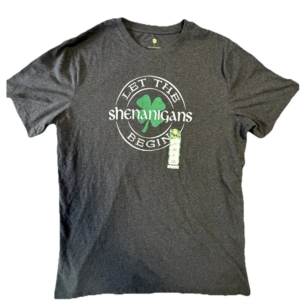"Let The Shenanigans Begin" St Patrick's Day T-Shirt‎ Unisex Size Large NWT